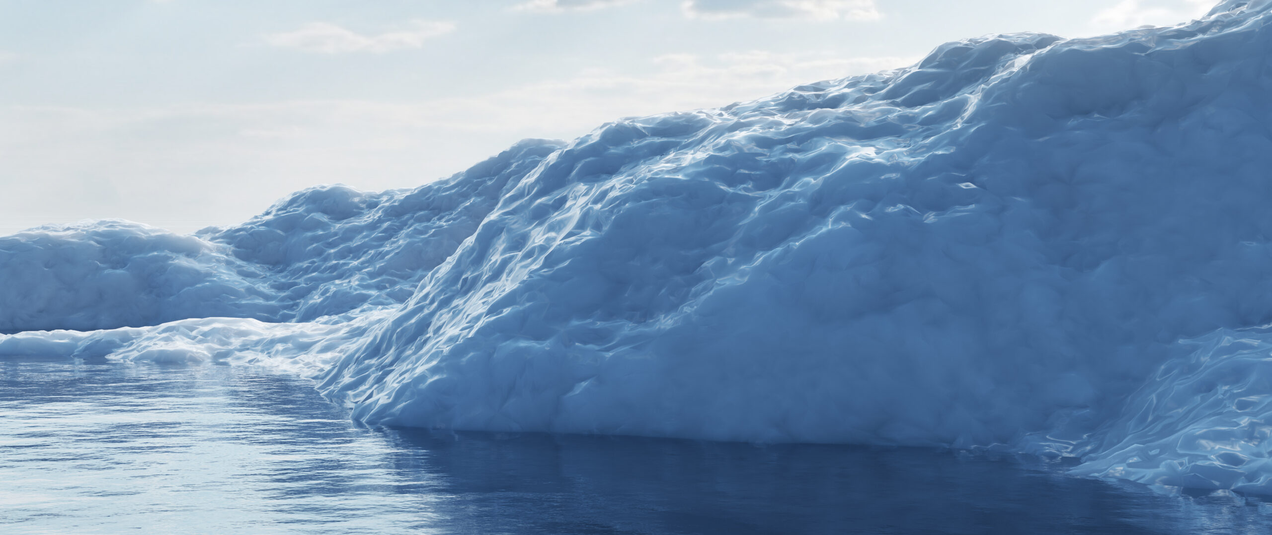 Melting iceberg on the ocean. Global warming and climate change